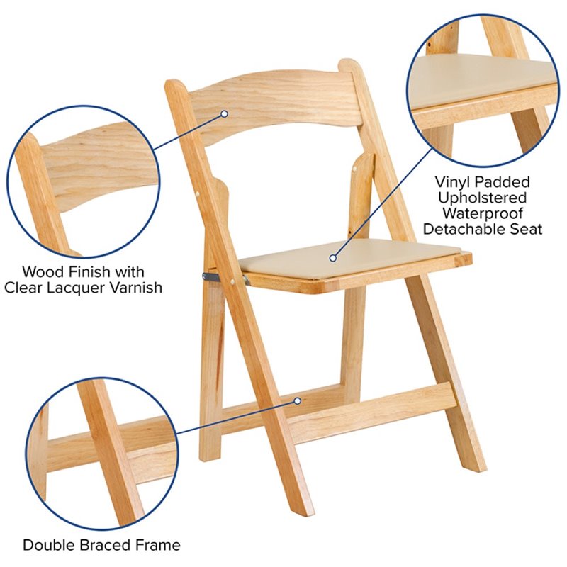Scranton & Co Vinyl Padded Folding Chair in Natural (Set of 2)