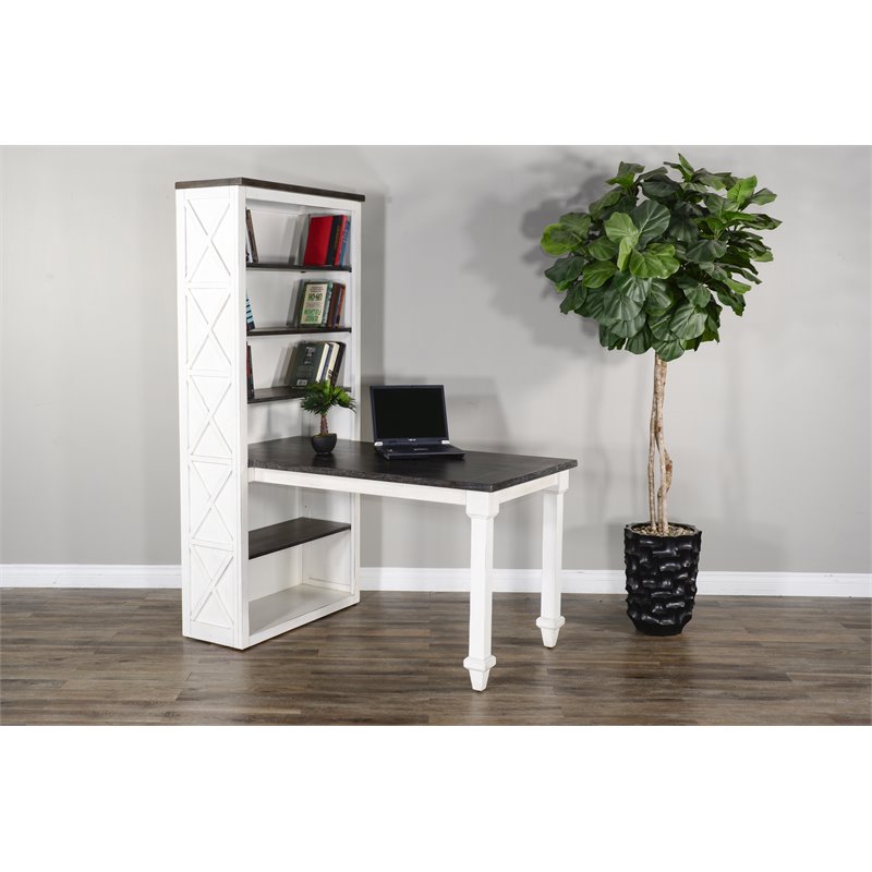 Scranton & Co 75.5 Inch Farmhouse Bookcase in Dark Brown and White