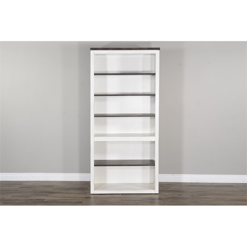 Scranton & Co 75.5 Inch Farmhouse Bookcase in Dark Brown and White