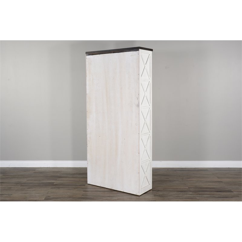 Scranton & Co 75.5 Inch Farmhouse Bookcase in Dark Brown and White