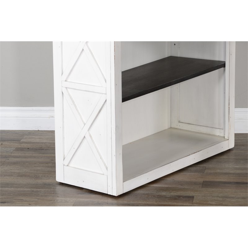 Scranton & Co 75.5 Inch Farmhouse Bookcase in Dark Brown and White
