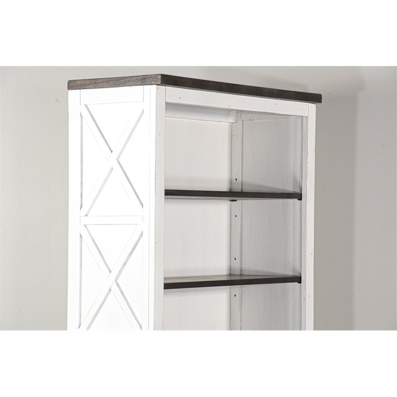 Scranton & Co 75.5 Inch Farmhouse Bookcase in Dark Brown and White