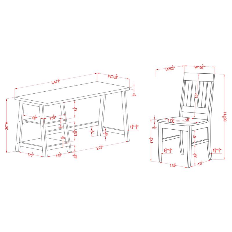 Scranton & Co Wood 2-Piece Writing Desk and Ladder Back Chair Set in White
