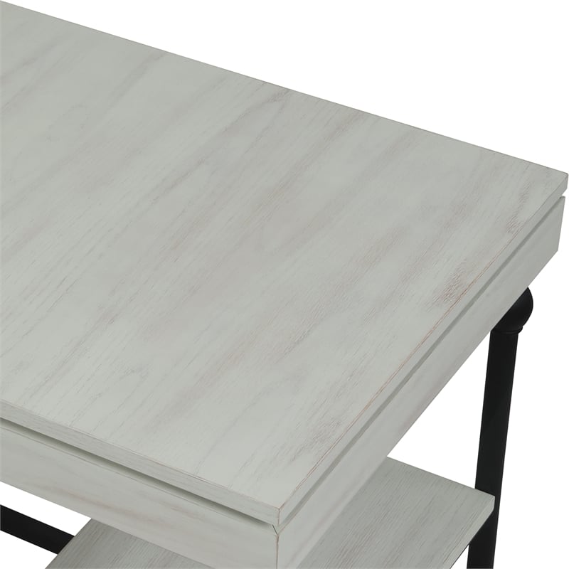 Scranton & Co L-Shaped Wooden Desk with Drawer in Antique White