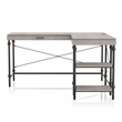 Scranton & Co L-Shaped Wooden Desk in Antique Gray with Drawer