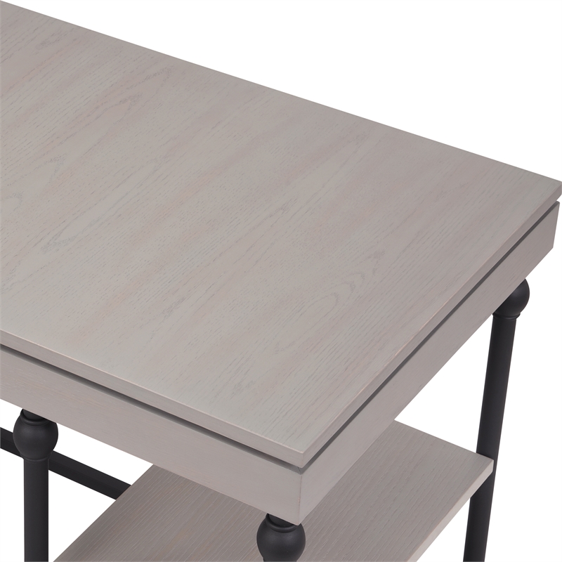 Scranton & Co L-Shaped Wooden Desk in Antique Gray with Drawer