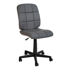 Scranton & Co Mid-Back Gray Quilted Vinyl Home Office Chair