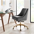 Scranton & Co Modern Velvet Swivel Office Chair in Gray with Gold Base