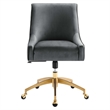 Scranton & Co Modern Velvet Swivel Office Chair in Gray with Gold Base