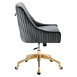 Scranton & Co Modern Velvet Swivel Office Chair in Gray with Gold Base