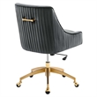 Scranton & Co Modern Velvet Swivel Office Chair in Gray with Gold Base
