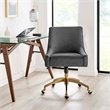 Scranton & Co Modern Velvet Swivel Office Chair in Gray with Gold Base