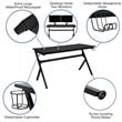 Scranton & Co Black Gaming Desk Bundle with Faux Leather Chair in Red
