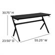 Scranton & Co Black Gaming Desk Bundle with Faux Leather Chair in Red