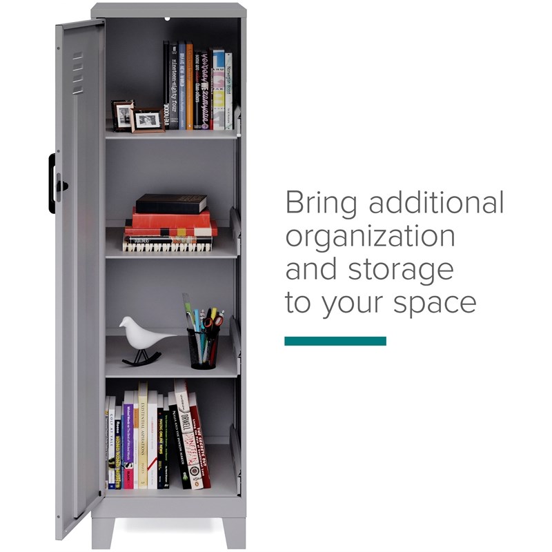 Scranton & Co 4-Shelf Metal Storage Locker Cabinet in Arctic Silver