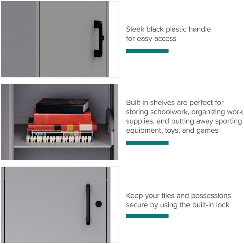 Scranton & Co 4-Shelf Metal Storage Locker Cabinet in Arctic Silver