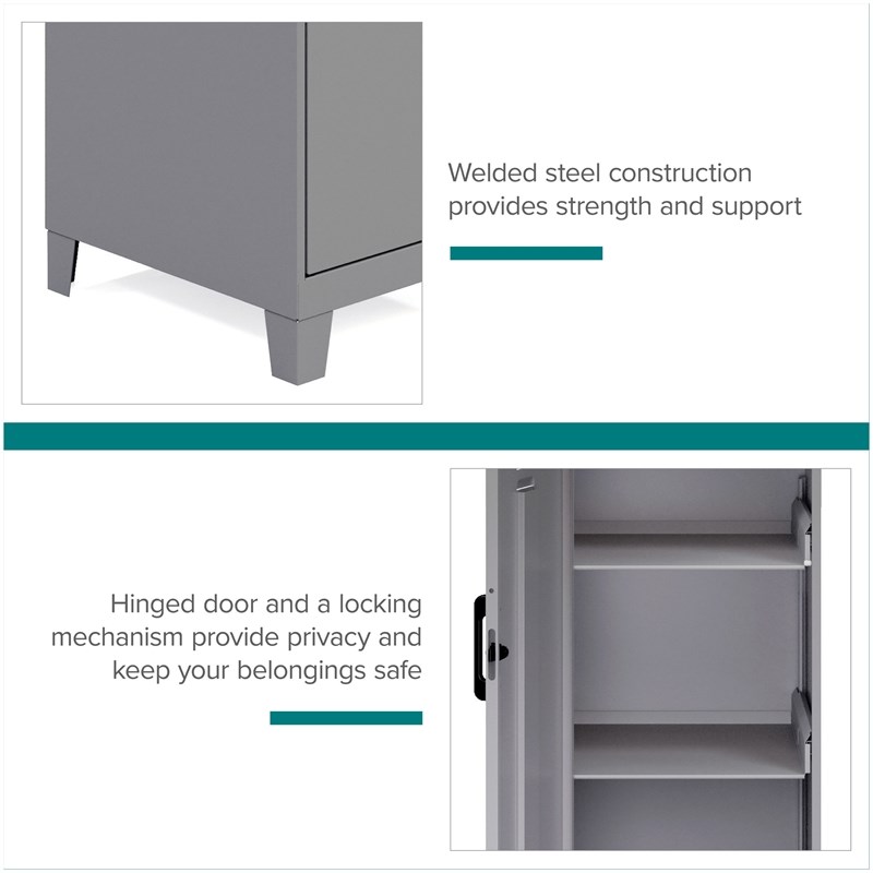 Scranton & Co 4-Shelf Metal Storage Locker Cabinet in Arctic Silver