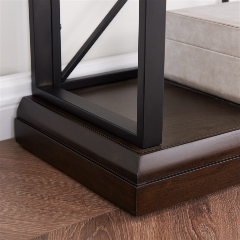 Scranton & Co Mixed Wood and Metal Bookshelf in Dark Earth and Matte Black