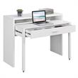 Scranton & Co Sliding Desk with Drawer and Riser in White Wood Finish