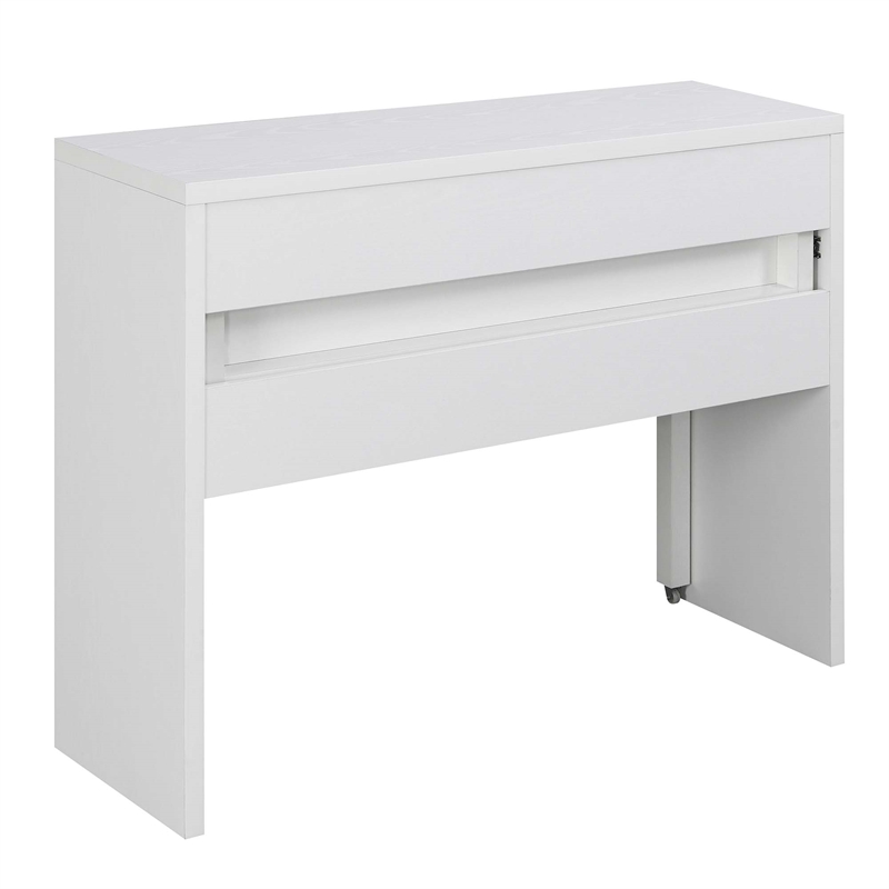Scranton & Co Sliding Desk with Drawer and Riser in White Wood Finish