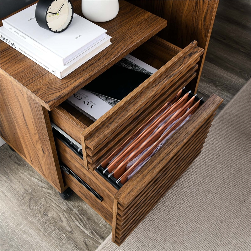 Scranton & Co Modern Two-Drawer File Cabinet with Walnut Finish