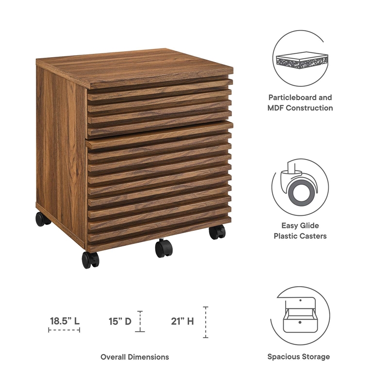 Scranton & Co Modern Two-Drawer File Cabinet with Walnut Finish