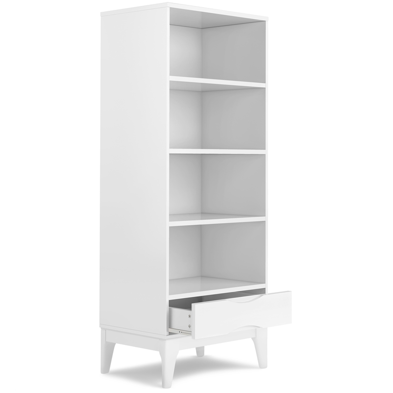 Scranton & Co 60 Inch Solid Hardwood Bookcase with Storage in White