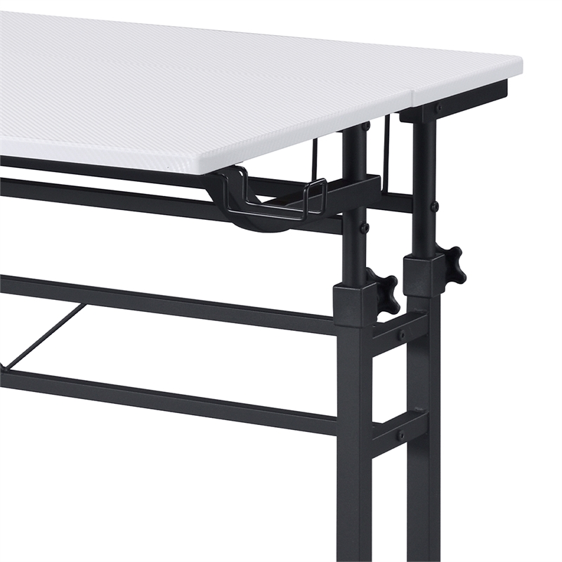 Scranton & Co Adjustable Rolling Writing Desk with Storage in White
