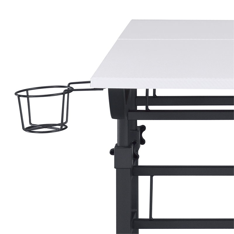 Scranton & Co Adjustable Rolling Writing Desk with Storage in White
