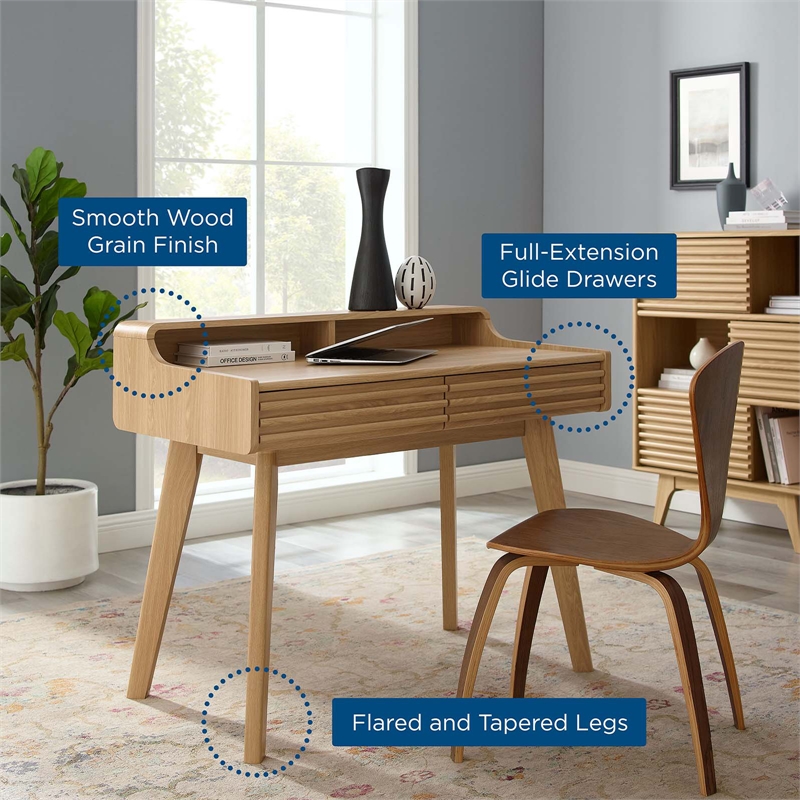 Scranton & Co 39.5 Inch Writing Desk in Walnut Grain Laminate with Oak Finish