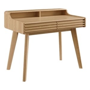 Scranton & Co 39.5 Inch Writing Desk in Walnut Grain Laminate with Oak Finish