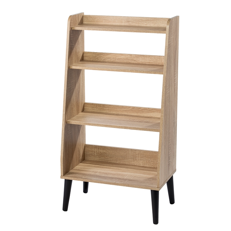 Scranton & Co Mid-Century Modern Natural Wood Bookshelf with Open Shelves