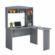 Scranton & Co L-Shaped Computer Desk with Hutch in Gray Engineered Wood