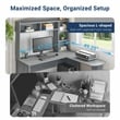Scranton & Co L-Shaped Computer Desk with Hutch in Gray Engineered Wood