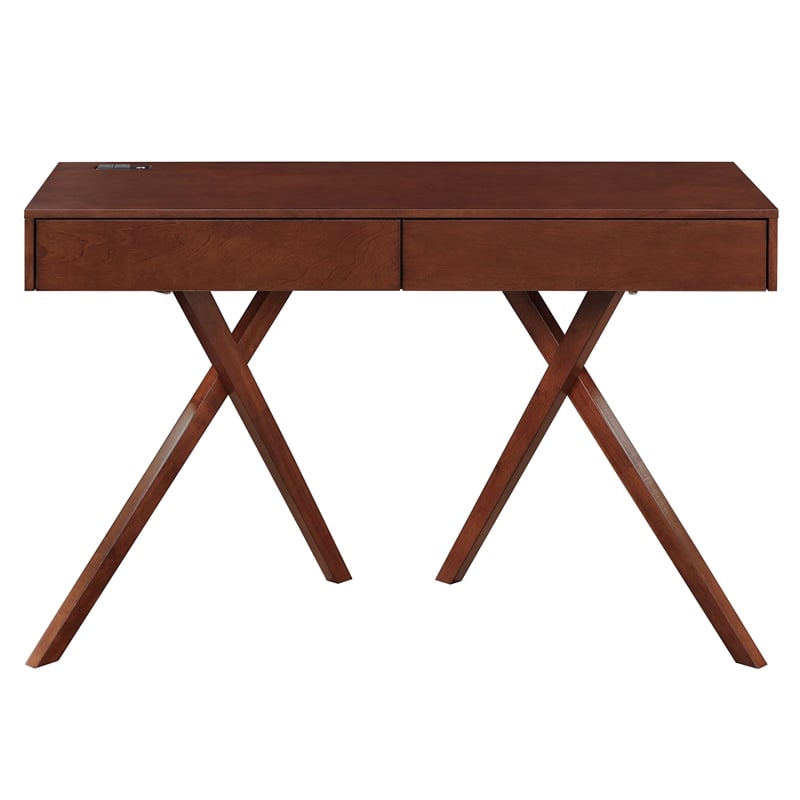 Scranton & Co Wood Writing Desk with USB in Dark Cherry Finish