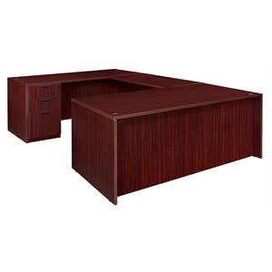 Scranton & Co 71&quot Double Full Pedestal U-Desk in Classic Mahogany