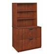 Scranton & Co Lateral File with Open Hutch Storage Set in Cherry