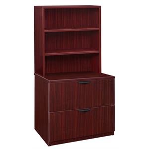 Scranton & Co Lateral File with Open Hutch Storage Set in Mahogany