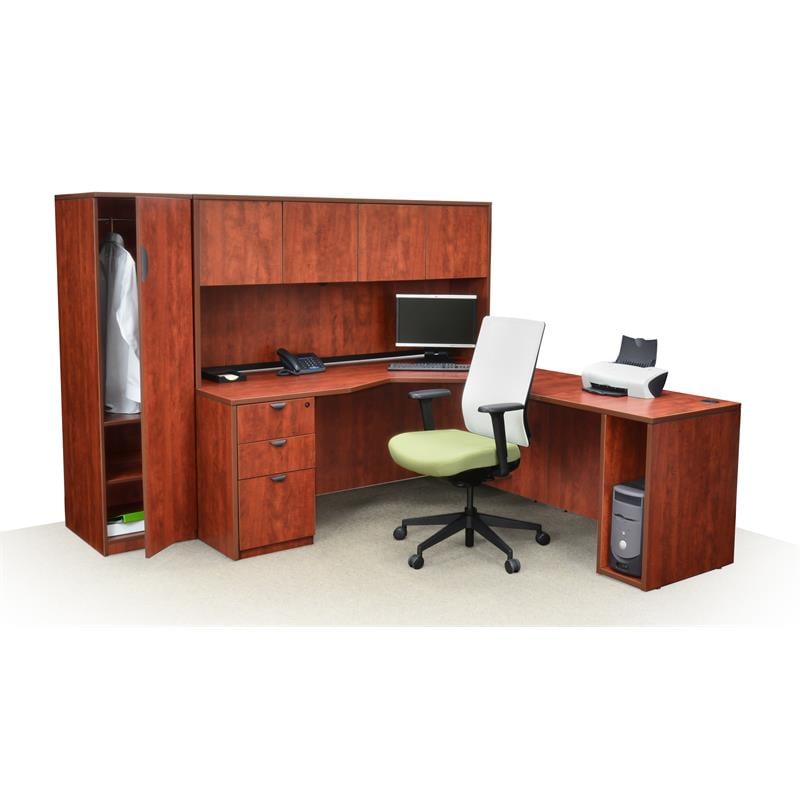 Scranton & Co Box Box File Pedestal with 3 Locking Drawers in Cherry