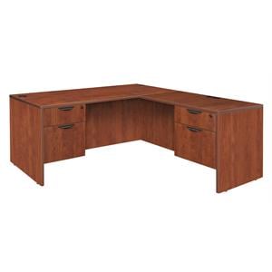 Scranton & Co 60&quot L-Desk with 47&quot Return and 2 Pedestals in Cherry