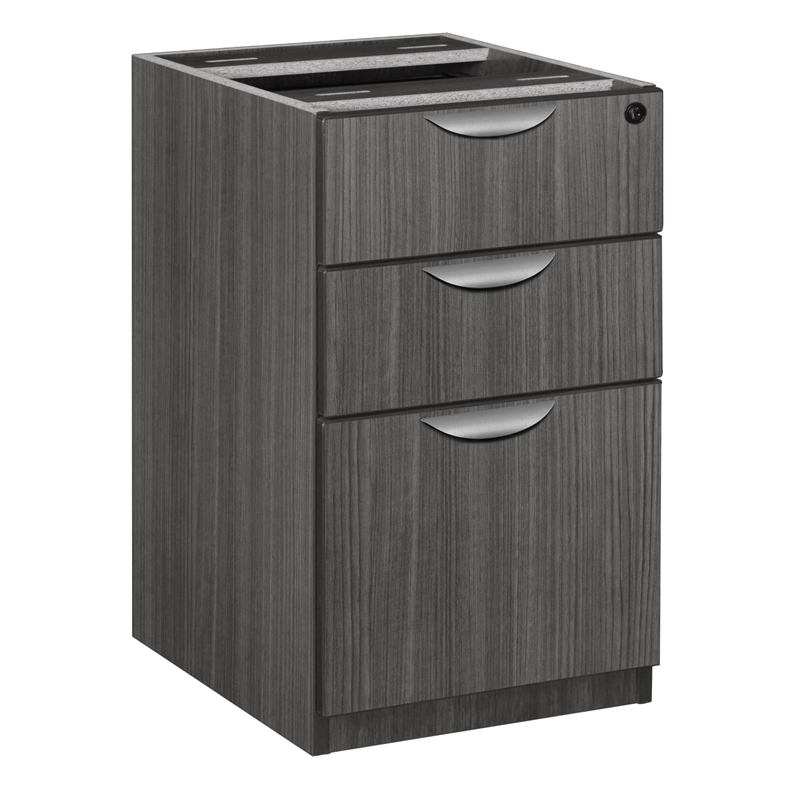 Scranton & Co Box Box File Pedestal with 3 Locking Drawers in Ash Grey
