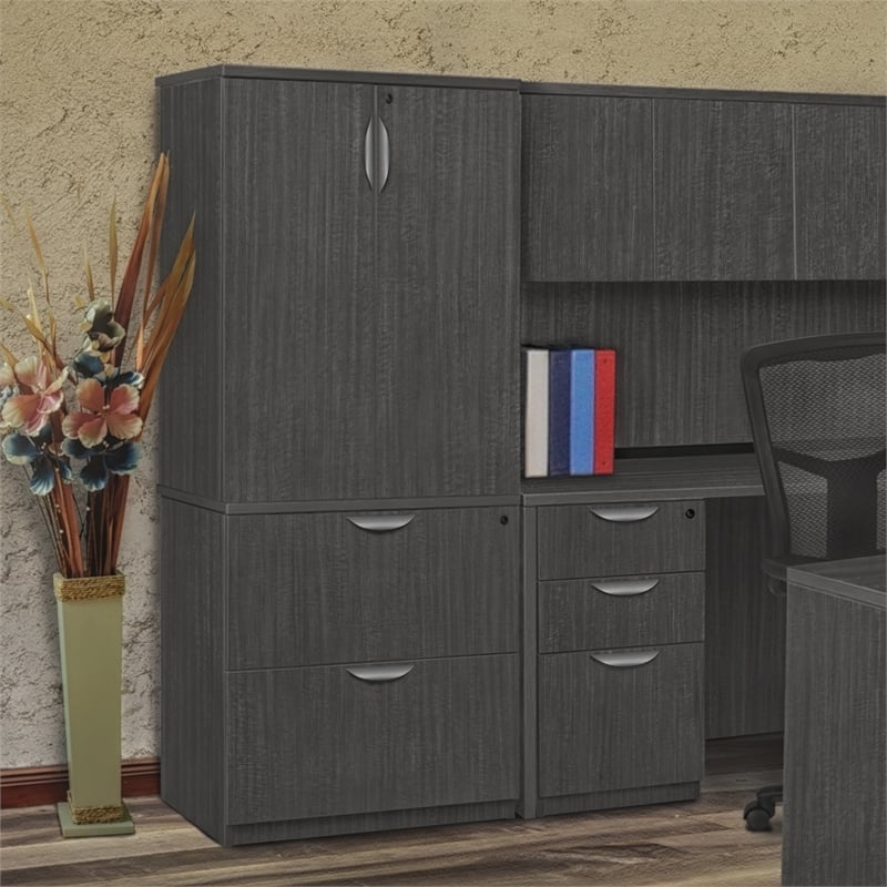 Scranton & Co 2 Drawer Locking Lateral File Cabinet in Ash Grey