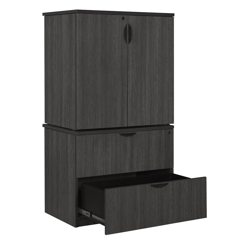 Scranton & Co Lateral File with Stackable Storage Cabinet in Ash Grey