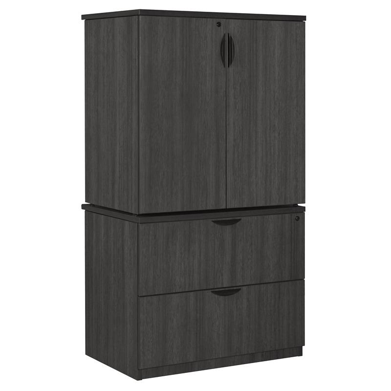 Scranton & Co Lateral File with Stackable Storage Cabinet in Ash Grey