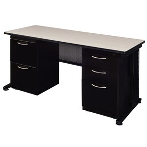 Scranton & Co 72&quot x 24&quot Double Pedestal C-Leg Desk in Natural Maple