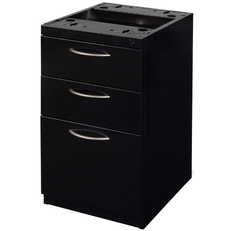 Scranton & Co 3 Drawer Metal Pedestal Filing Cabinet in Glossy Black