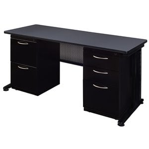 Scranton & Co 72&quot x 24&quot Double Pedestal C-Leg Desk in Stylish Gray