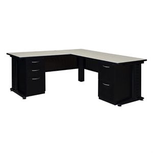 Scranton & Co 66&quot Double Pedestal L-Desk with 42&quot Return in Natural Maple