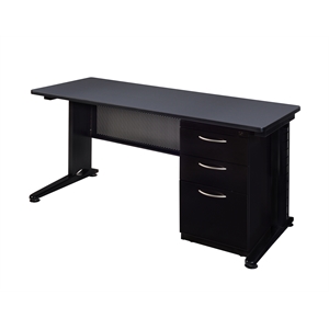 Scranton & Co 66&quot x 30&quot Single Pedestal C-Leg Desk in Stylish Gray