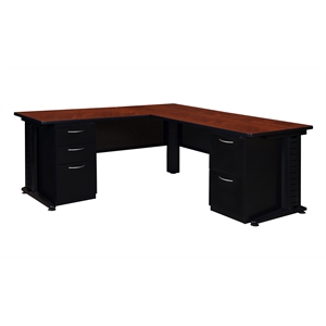 Scranton & Co 72&quot Double Pedestal L-Desk with 42&quot Return in Rich Cherry